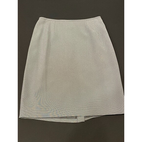 ~ Le Suit 2pc Skirt Suit 8p Black Print White Trim Work Notch Lapel Pencil Skirt - Picture 5 of 16